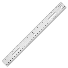 Business Source 12" Plastic Ruler, Imperial and Metric Measurements, Fits in 3-Ring Binders, White