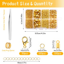 Weysoo Chain Clasp, 300 Pieces Bracelet Clasps Set Including 12mm Lobster Clasp, 5mm Jump Rings, Crimp Ends and Extension Chain, Jewelry Clasps for Jewellery Making