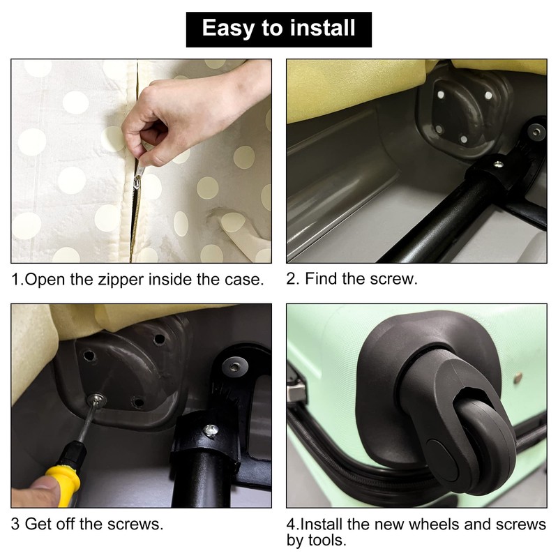 SHANOER 1 Pair Suitcase Wheels, Carry Box, Suitcase, Replacement, Screws,