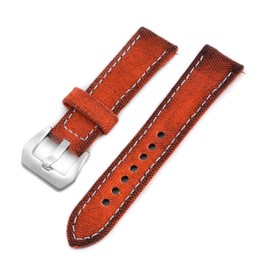 StrapHabit Distressed Canvas Quick Release Watch Band - Full Grain Leather Watch Strap - Military Watch Band for Men and Women - 22mm, Orange