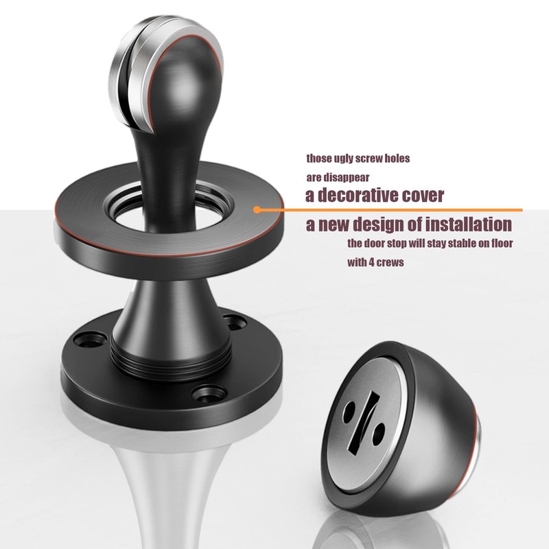 Solid Mental Magnetic Door Stop, Wall Mounted, Oil Rubbed Bronze,