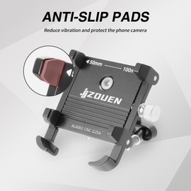 JJZOUEN Bike Phone Holder, Bicycle Phone Mount, Aluminum Bike Cell Phone Mount Holder for MTB, Road Bike, Cruiser Bike, Universal Fit 4-7 inch Phones