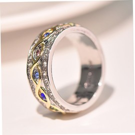 GRIRIW Wedding Proposal Ring Promise Ring Proposal Diamond Rings Wedding Women Ring Topaz Engagement Ring Women Engagement Ring Gemstone Ring Colorful Ring Two-color Mother Jewelry