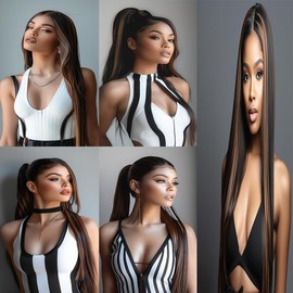 BilltiiWW P1B30 Highlight Human Hair Straight Bundles Black Mixed With Light Brown Straight Bundles two tone Brazilian Human Hair Wavy Weave With Soft and Silky for Women 10 12 14 Inch