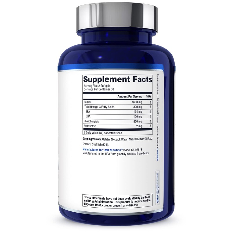 1MD Nutrition KrillMD - Antarctic Krill Oil Omega 3 Supplement