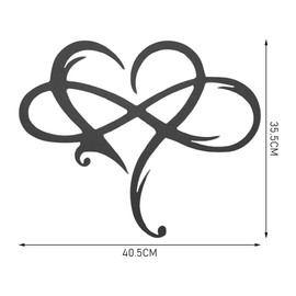 Wifehelper Infinity Heart Metal Wall Decoration Art Stainless Steel Love Heart Decorative Ornament Eternal Love Wall Hanging Decoration Indoor Ornaments for Wedding Birthday Party (Black)