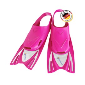 aquazon Joy Children's Flippers, Easy to Put on, Super Flexible Material for Swimming and Snorkelling in Trendy Colours, Sizes 28-35, Colour: Pink, Size: 30/34