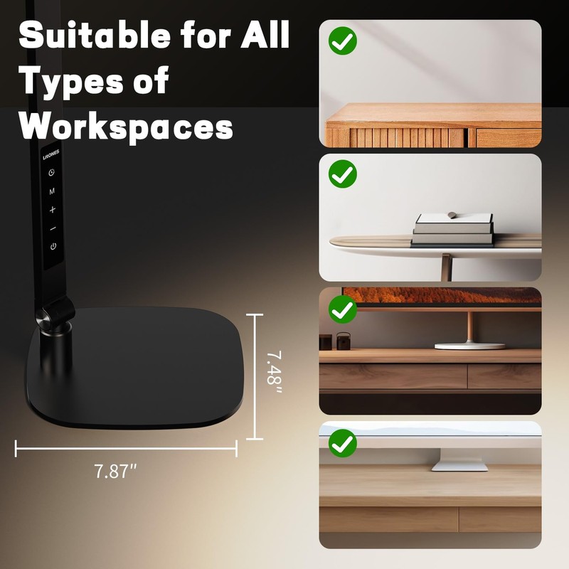 LitONES LED Desk Lamp for Home Office, Eye-Caring Modern Desk