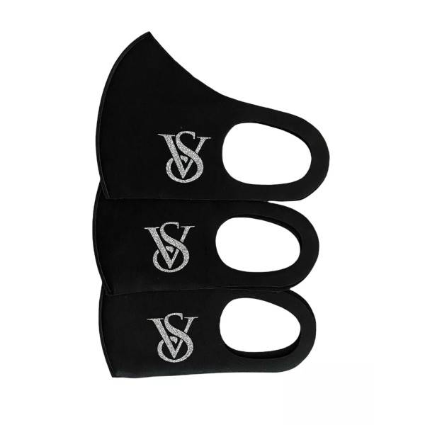 3pcs Victoria Secret VS Silver Glitter Logo Face Mask Reusable