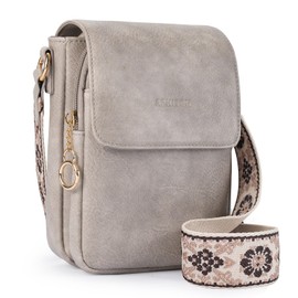 APHISON small Crossbody Phone Bag for Women Wide Strap Phone Wallet Shoulder Bag Phone Card Slots with Adjustable Breathable Strap Gray