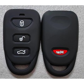 Silicone Rubber Key Fob Cover Compatible with 2006-2020 Hyundai Accent Elantra Genesis Sonata Kia Forte Optima Rondo Sorento Spectra (Black+Black)
