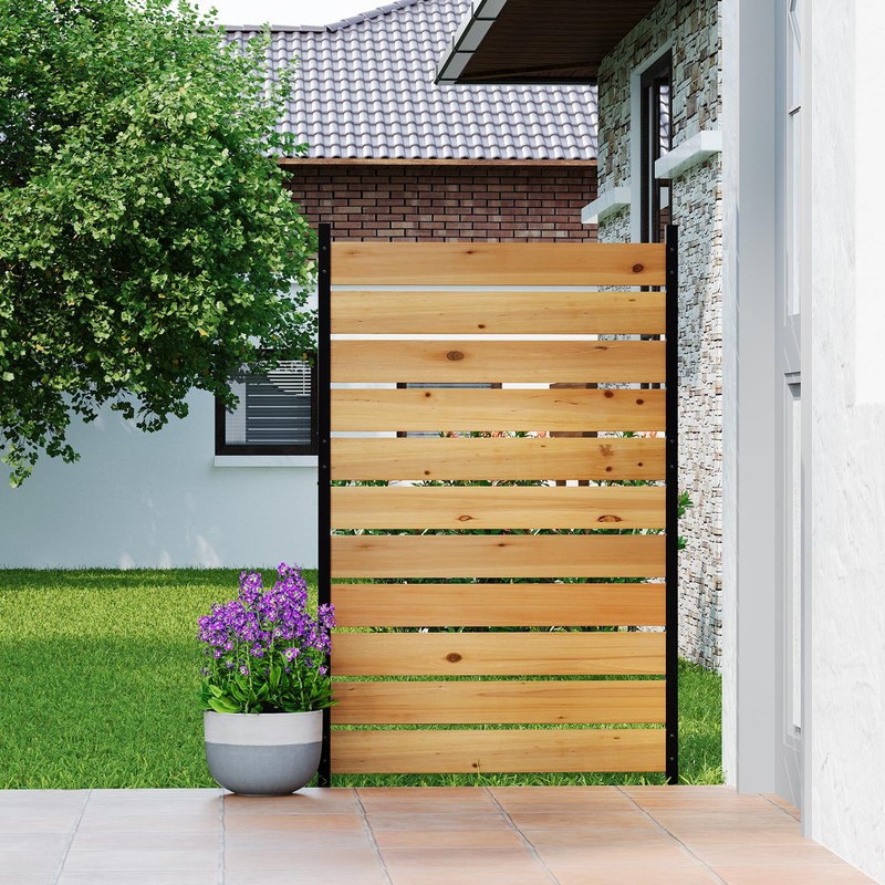 No Dig Wood Privacy Screen Fence Panel, 61" H x