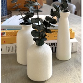 REYCA, Small Beige Ceramic Vase, (Set-3) Decorative Vase, Vase Decoratif, Vases Home Decor Accents, Shelf Decor Item, Bedroom Decor, Flower Vase, Farmhouse Vase, Coffee Table Decor, Small Vase