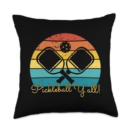 PICKLEBALL Y'ALL Funny Paddle Ball Pickle Sunset Meme Throw Pillow