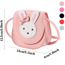 NiCoLa Girls Shoulder Bag Cute Princess Cross body Bag Rabbit PU Leather Handbag Cartoon Animal Mini Bag with Adjustable Strap for Kids Baby Girls (Pink)