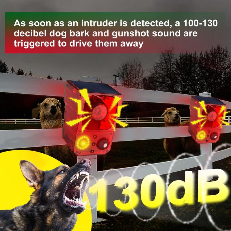 Solar Outdoor Motion Sensor Alarm - Noise maker129dB Alarm, Recording,