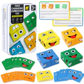 Wooden Cube Puzzle Toy, Puzzle Building Cube Faces, 16 Puzzle Building Cubes Magic Cube Toy, Montessori Puzzle Building Cube Game, Cube Puzzle Toy for Children 3+ Years