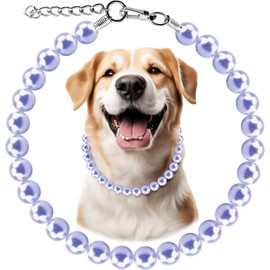 Chunky Pearl Dog Necklace (Beads 19mm) with Strong Stainless Steel Wire Rope, Elegant Adjustable Pearl Collar Jewellery Accessories for Large Dogs