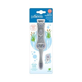 Dr. Brown's Otter - cepillo para polvo de dientes para niños pequeños, cerdas suaves con ventosa para almacenamiento, sin BPA, edades de 1 a 4 años, paquete de 1