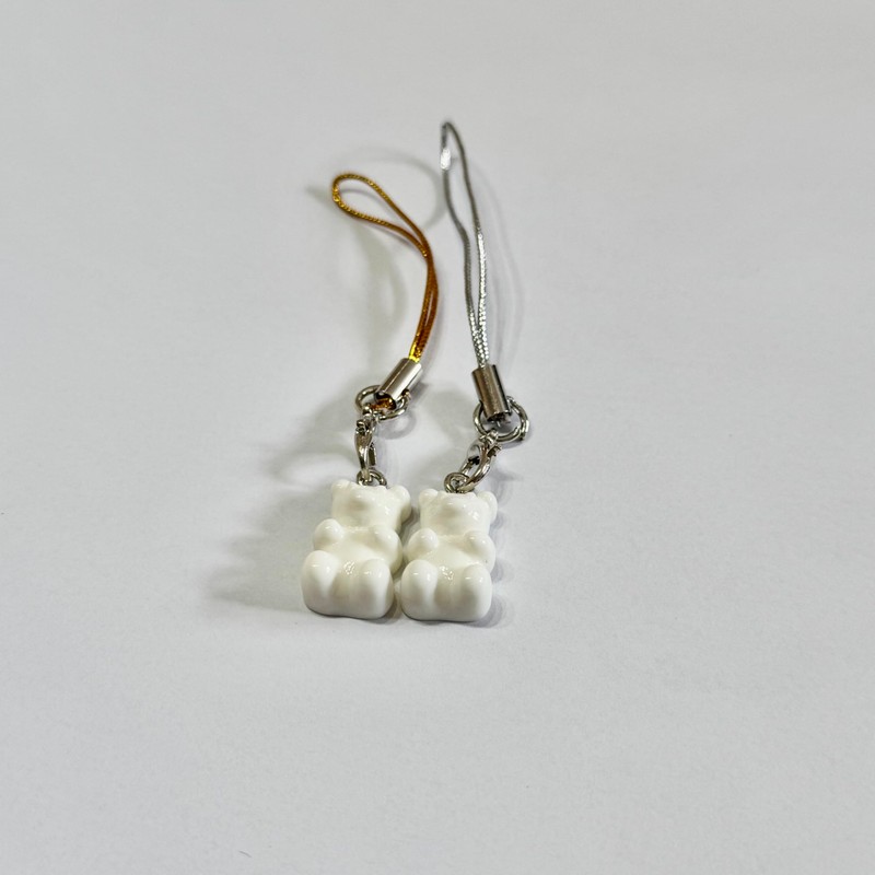 Decorative Bear Phone Charm Accessory, Cute Colours (White)