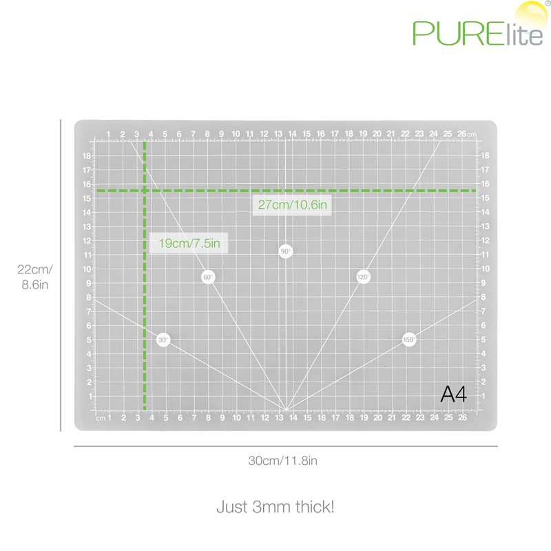 PURElite Transparent Cutting Mat A4, 30cm x 22cm x 3mm