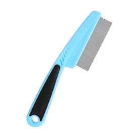 JIANYI Flea Comb with Rubber Handle, Flea and Tick Comb for Dogs & Cats, Fine Tooth Dog Comb for Grooming (Blue)