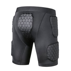 Padded Compression Shorts Protector Undershirt for Football Soccer Paintball Shorts(Black XXL)