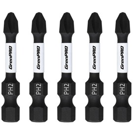 GrenPRO Screwdriving Power Bits PH2-2IN*5pcs Magnetic Phillips #2 S2 Steel Anti-Slip Long Screwdriver Bit Set 1/4 Inch Hex Shank Impact Tough Screws Drive Bits