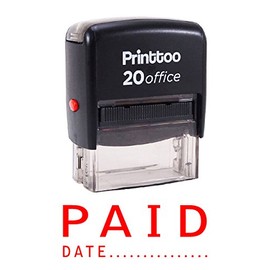 Printtoo Paid with Date Self Inking Rubber Stamp Office Stationary Custom Stamp-Red