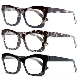 CCVOO Oprah Reading Glasses for Women, Blue Light Readers, Computer eye glasses, 3 Pack