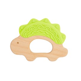 JUNUNA Baby Must Haves – Baby Teething Toys and Teether for Soothing Relief – Perfect for Teething Toys 3-6 Months and Shower Gifts – Soft, BPA-Free, Ergonomic Dinosaur Wood Design.