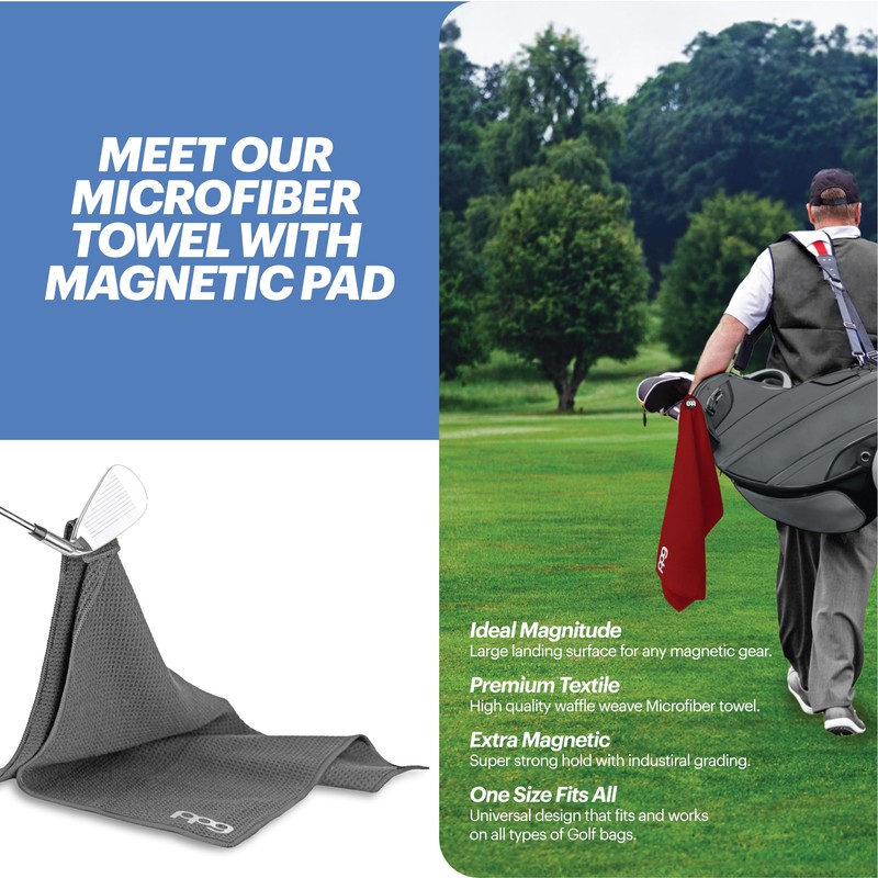 PPG Magnetic Golf Towel, Blue | Premium Microfiber Golf Towel