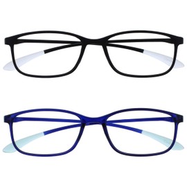 OPULIZE-Ice Pack de 2 anteojos de lectura superligeros negro azul oscuro mujer hombre RR6113 +1.50