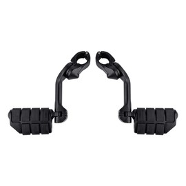 1.25" Long Angled Adjustable Highway Footpegs Crash Bar Foot Rests Universal Fits For Harley Davidson Honda Kawasaki Suzuki Yamaha (Matte Black Style 2)