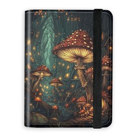 KUJKBFWJ RFID Blocking Passport Holder Wallet - Premium Leather Travel Accessories for Women & Men, Red Mushroom, Secure Card Case Organizer