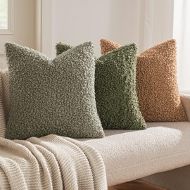 MIULEE Pack of 2 Throw Pillow Covers 20x20 Inch Sage Green Faux Fur Decorative Sherpa Spring Pillow Covers Fuzzy Accent Soft Sheepskin Fleece Cushion Cases for Boho Home Decor Couch Living Room Bed