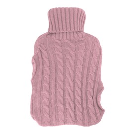 Hot Water Bag Rubber Explosionproof Water Injected Hand Warming Bag with Twist Knit Hand Insert Cover Large Pink