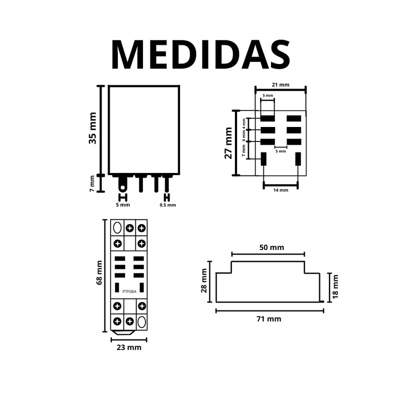 Oberlich - Relevador de 8 Pines con base, 110 V,