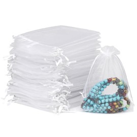Meowoo 100PCS White Organza Bags, 4x6in Small Mesh Bags Drawstring, Mesh Gift Bags Drawstring for Jewelry, Candy, Christmas, Sachets, Festivals, Bathroom Soaps, Makeup Organza, Wrapping Supplies