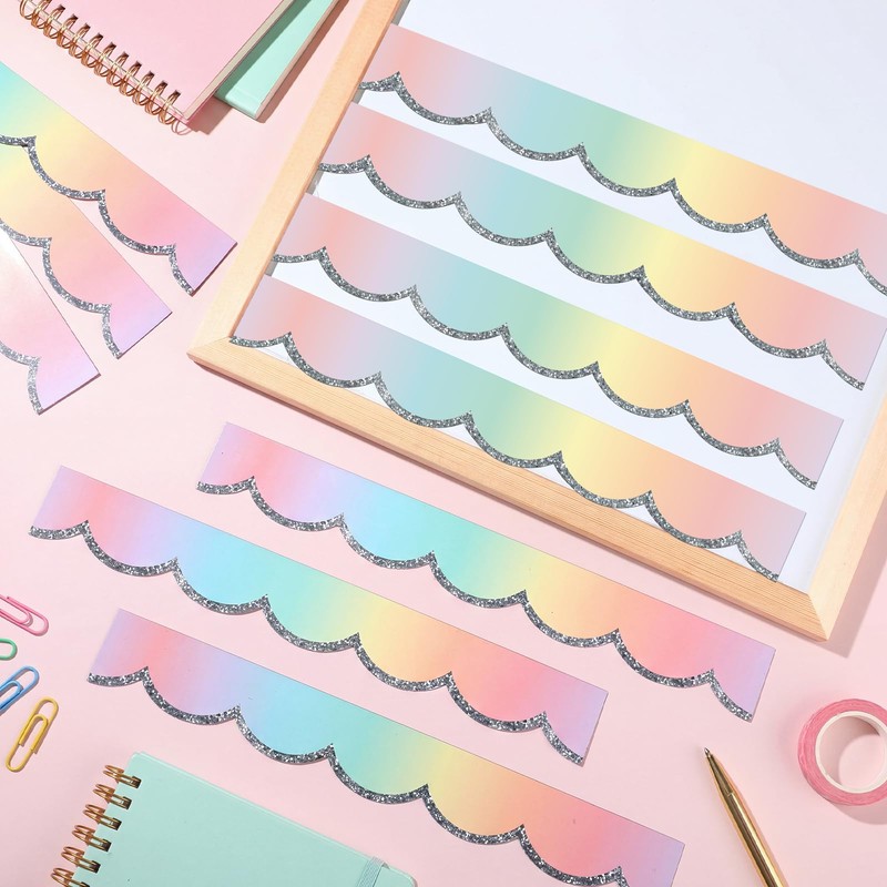 Taobary 24 Pcs Pastel Magnetic Borders for Whiteboard Classroom, 11.8x1.5"