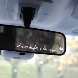 Miarita 3X Drive Safe, I Love You Rearview Mirror Decal, Car Window Decals, Car Stickers for Women, Car Decals for Women, Car Stickers and Decals (Drive Safe, I Love You White)