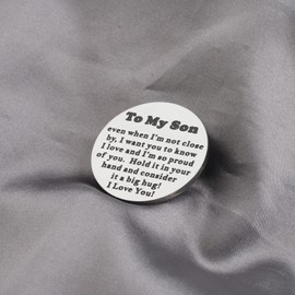 Gzrlyf to My Son Pocket Token I Love You Gift from Mom - Long Distance Relationship Keepsake - Round Token