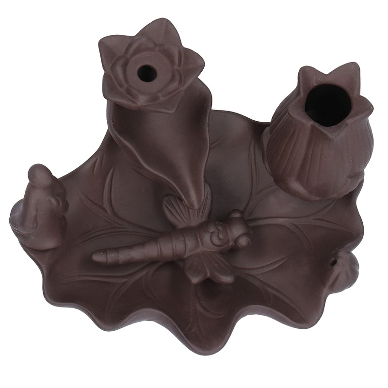 Incense Burner Red Porcelain Dragonfly Shape Backflow Smoke Waterfall Sandalwood
