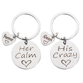 Couples Valentines Day Gifts for Boyfriend Girlfriend Long Distance Relationship Gifts for Him Her Couple Anniversary Birthday Gifts for Wife Husband Her Calm His Crazy Keychain Couple Keychains 2 Pcs