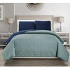 Embossed Microfiber Navy Reversible Bedspread/Quilt Set King