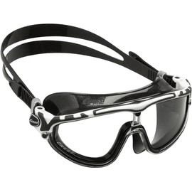 Cressy DE203451 Open Water Swimming Goggles, Unisex, 1-Eye Type, Wide View, UV Protection Lens, Black/White & Black