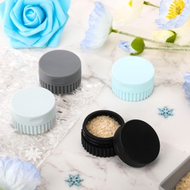 Perthlin Pack of 4 Travel Containers for Cosmetics Small Cream Containers Made of Silica Gel 0.68 oz Container in Leak-Proof Travel Container with Lid for Cosmetics Body Hands Skin (Black and Grey)