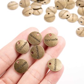 Pack of 100 Antique Handmade Metal Buttons Label Charm Pendant DIY Craft Jewellery Making Accessories Craft Decorations Handmade Clothing Accessories Decor Metal Handmade Buttons DIY Buttons