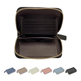 Kaitou Mini Wallet, Thin, Large Capacity, Genuine Leather, Bifold Compact, Anti-Skimming, Card Case, Coin Purse, Stylish, Black