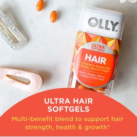 OLLY Ultra Strength Hair Softgels 30 Count Biotin Keratin Hair Support